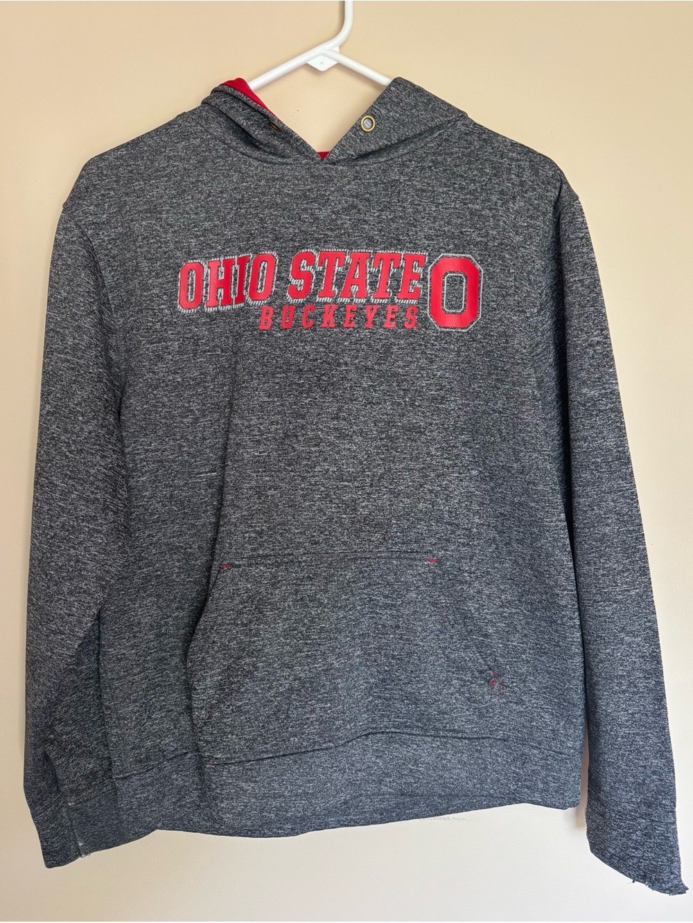 Varsity Ohio State Buckeyes Gray Hoodie with Red Logo